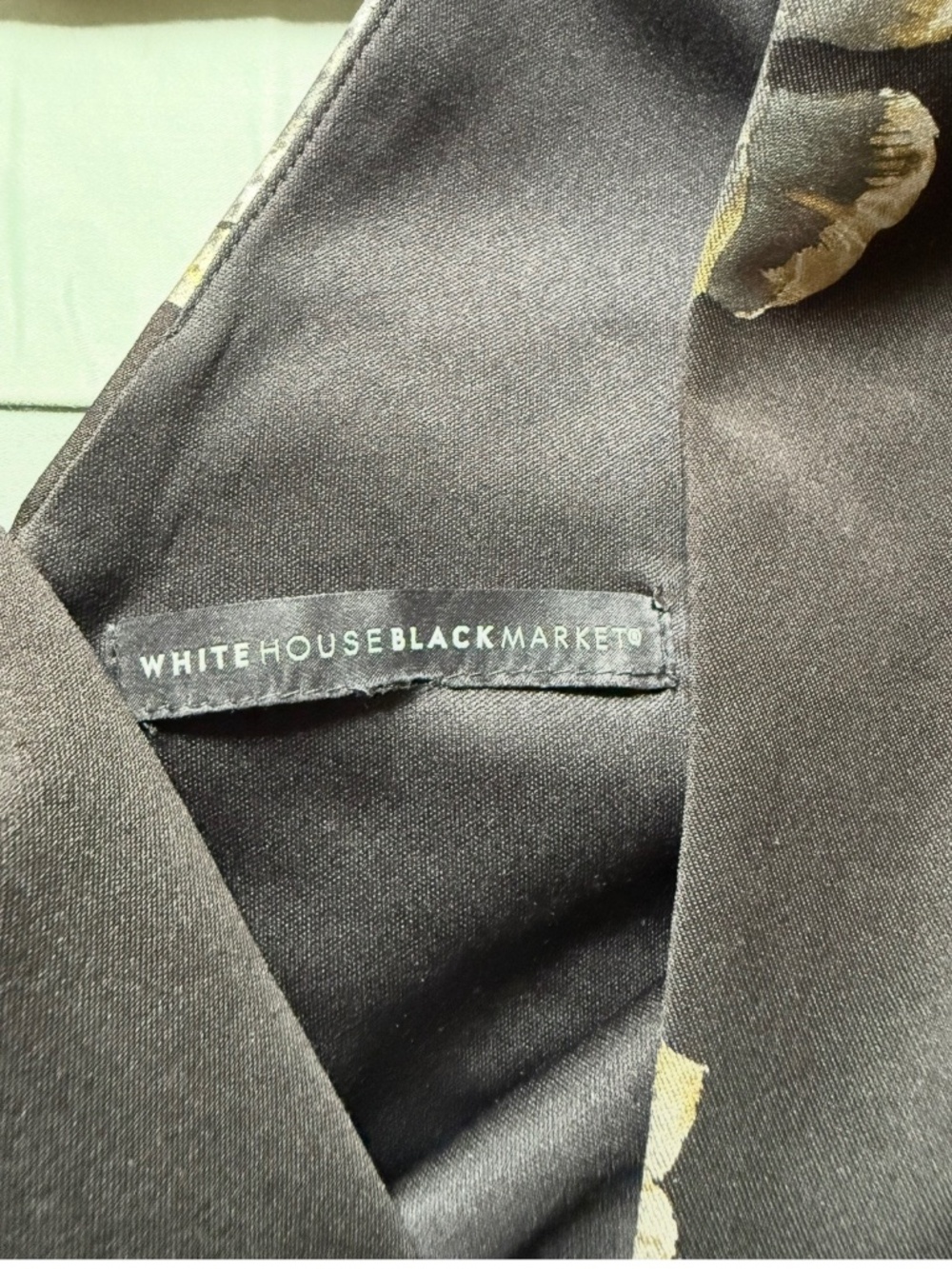 White House Black Market black and gold floral cocktail dress
